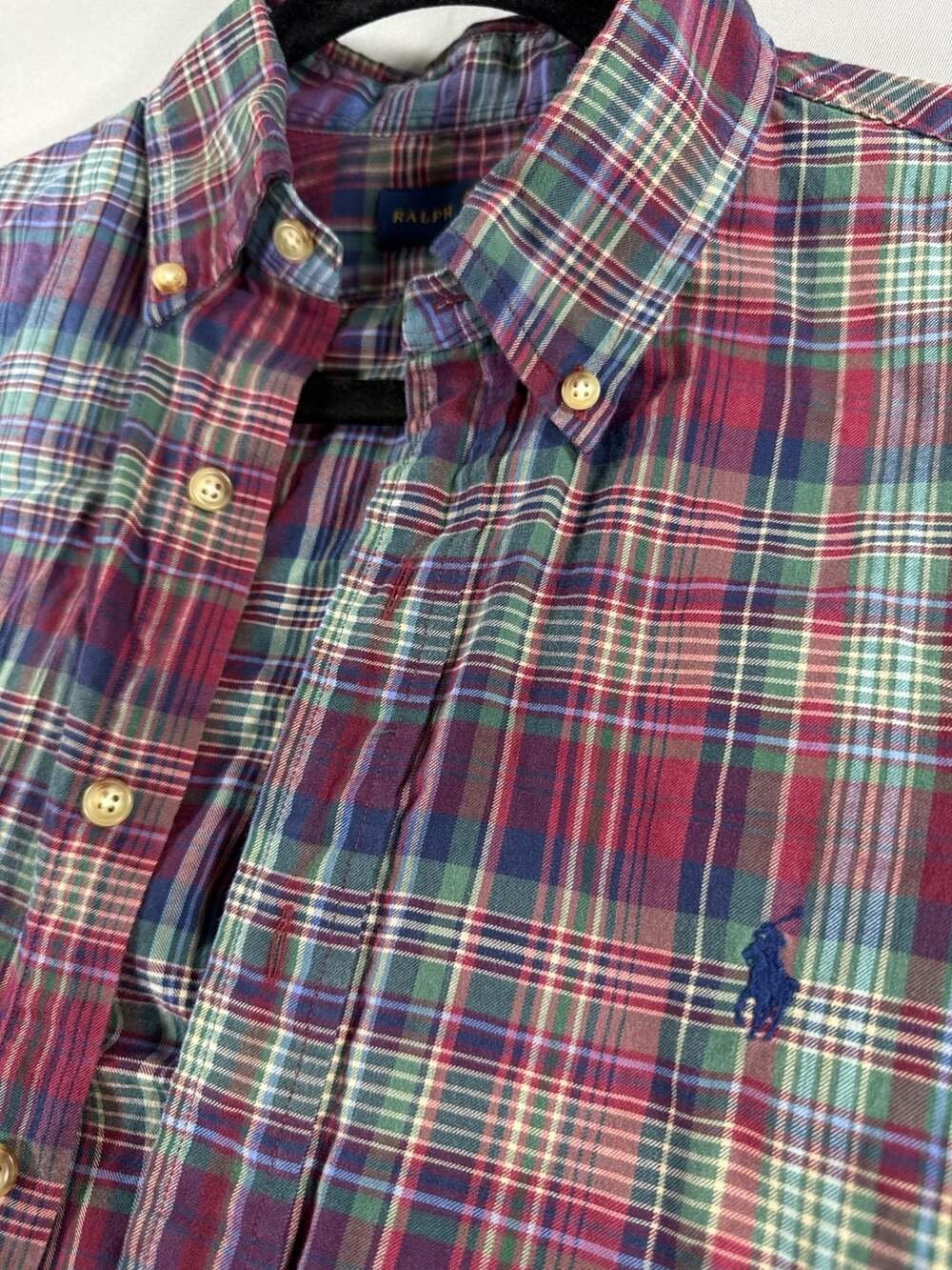 Polo Ralph Lauren Men's Plaid Long Sleeve Button Down Shirt Red Green Blue Mediu